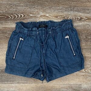 Dynamite Women's Dark Navy Drawstring Linen-Blend Shorts